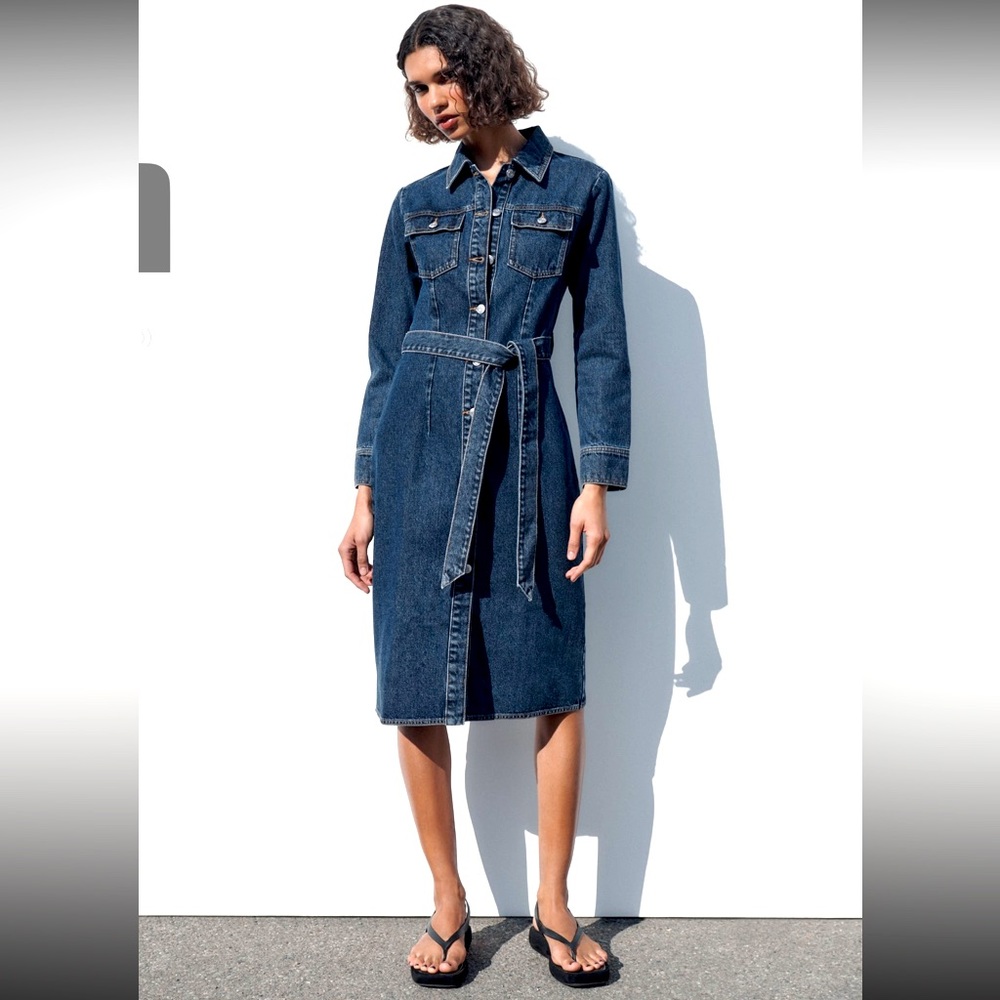 NWT Belted Denim Shirt Dress Size Large
